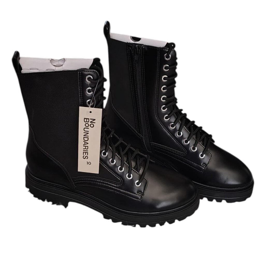 No Boundaries Women's No. 10 Combat Boots, Black, Memory Foam